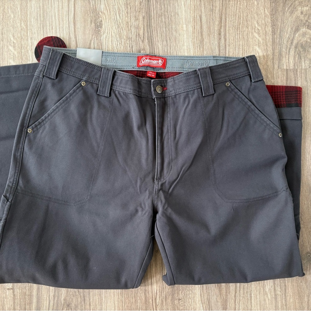NWT Mens Coleman Canvas Fleece Lined Utility Pants Grey Size 40x30 - Picture 3 of 7